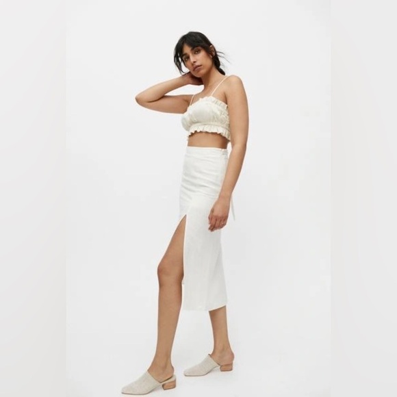 URBAN OUTFITTERS Tanning At The Beach Linen Midi Skirt - Picture 1 of 10